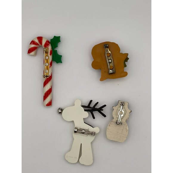 4 pc Lot Christmas Brooches Snowman, Candy Cane, Reindeer, Owl - Picture 5 of 11